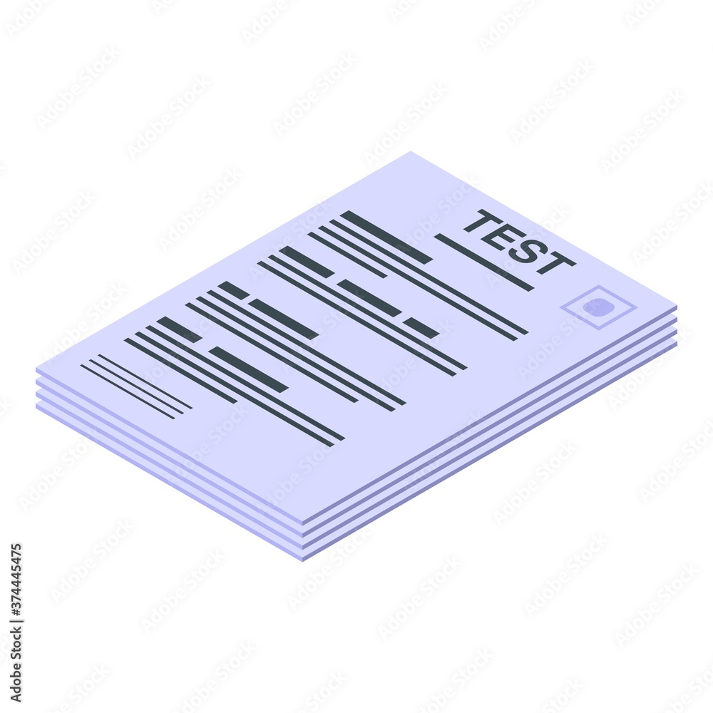 Driving school test icon. Isometric of driving school test vector icon for web design isolated on white background Driving school test icon. Isometric of driving school test vector icon for web design isolated on white background