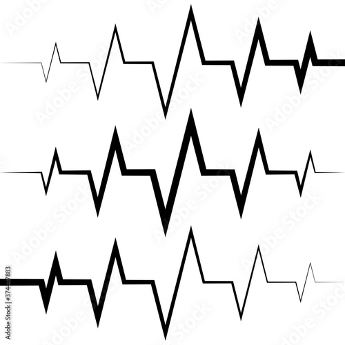 sine wave icon heart rate pulse icon medicine logo, vector heartbeat heart rate icon, audio sound radio wave amplitude spikes © brovarky