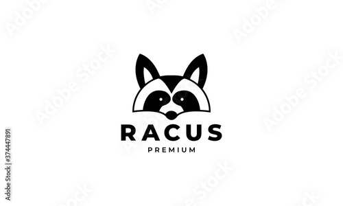 cute raccoon head mascot logo vector icon illustration