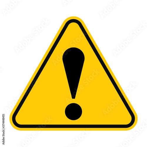 General caution icon vector design template isolated on white background. Other danger traffic sign. Illustration of yellow triangle warning sign with exclamation mark inside. Attention. Danger zone.