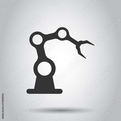 Robot arm icon in flat style. Mechanic manipulator vector illustration on white isolated background. Machine business concept.
