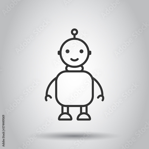 Cute robot chatbot icon in flat style. Bot operator vector illustration on white isolated background. Smart chatbot character business concept.