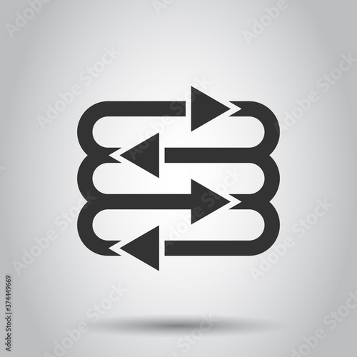 Arrow growth icon in flat style. Evolution vector illustration on white isolated background. Process organization business concept.