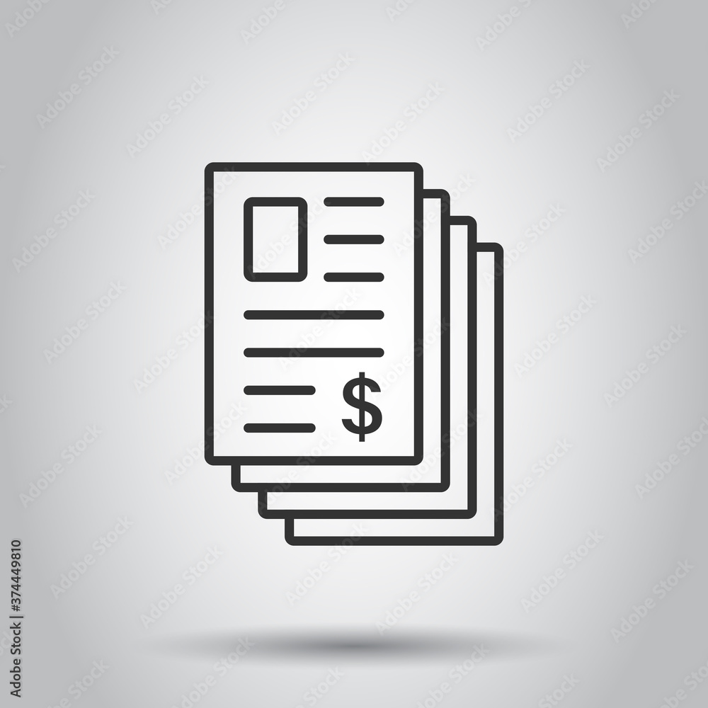 Financial statement icon in flat style. Document vector illustration on white isolated background. Report business concept. Financial statement icon in flat style. Document vector illustration on white isolated background. Report business concept.