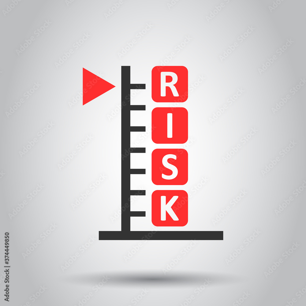 Risk level icon in flat style. Result vector illustration on white isolated background. Assessment business concept. Risk level icon in flat style. Result vector illustration on white isolated background. Assessment business concept.
