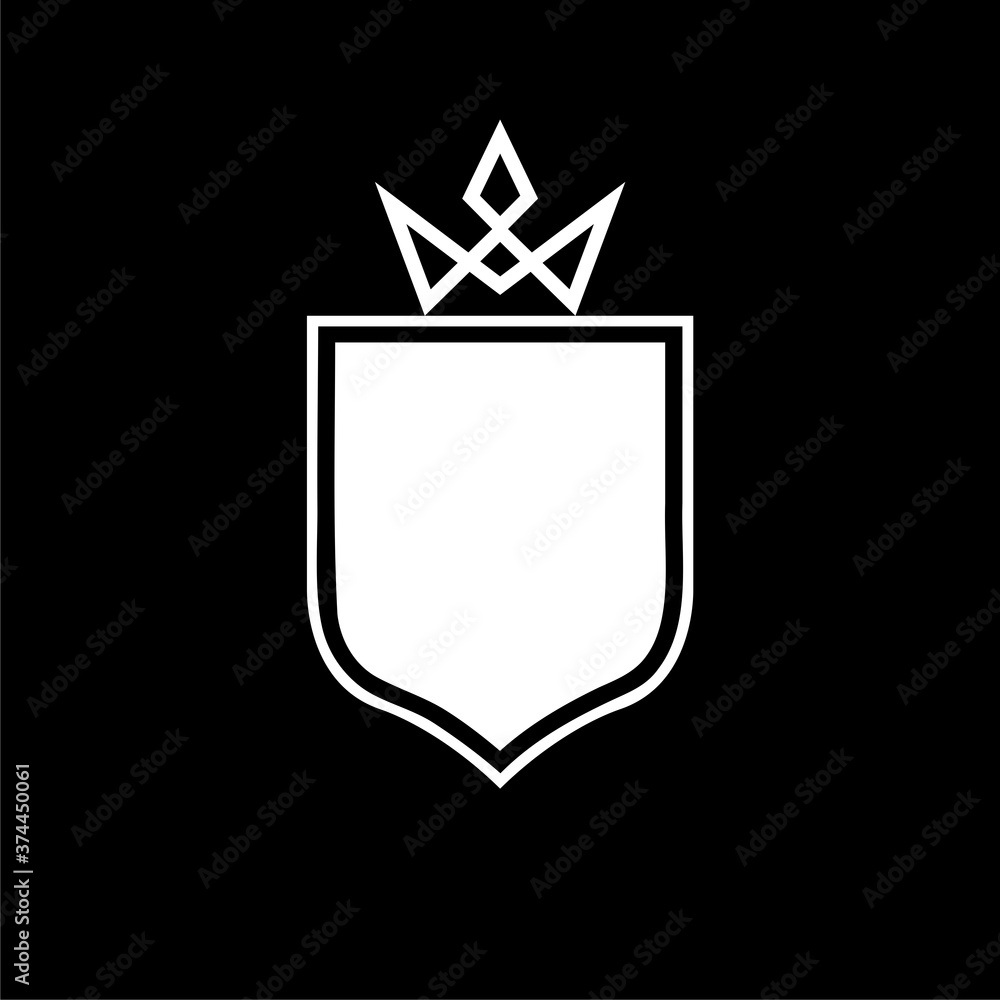 Crown and shield logo design isolated on dark background Crown and shield logo design isolated on dark background