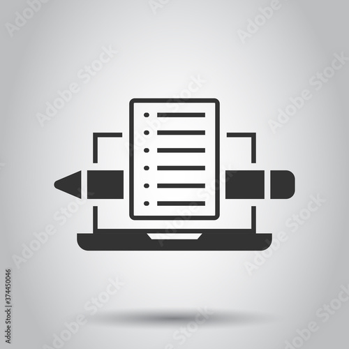 Blogging icon in flat style. Social media communication vector illustration on white isolated background. Content business concept.