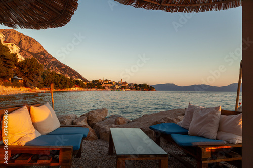 Lounge bar by the Mediterranean sea in Croatia