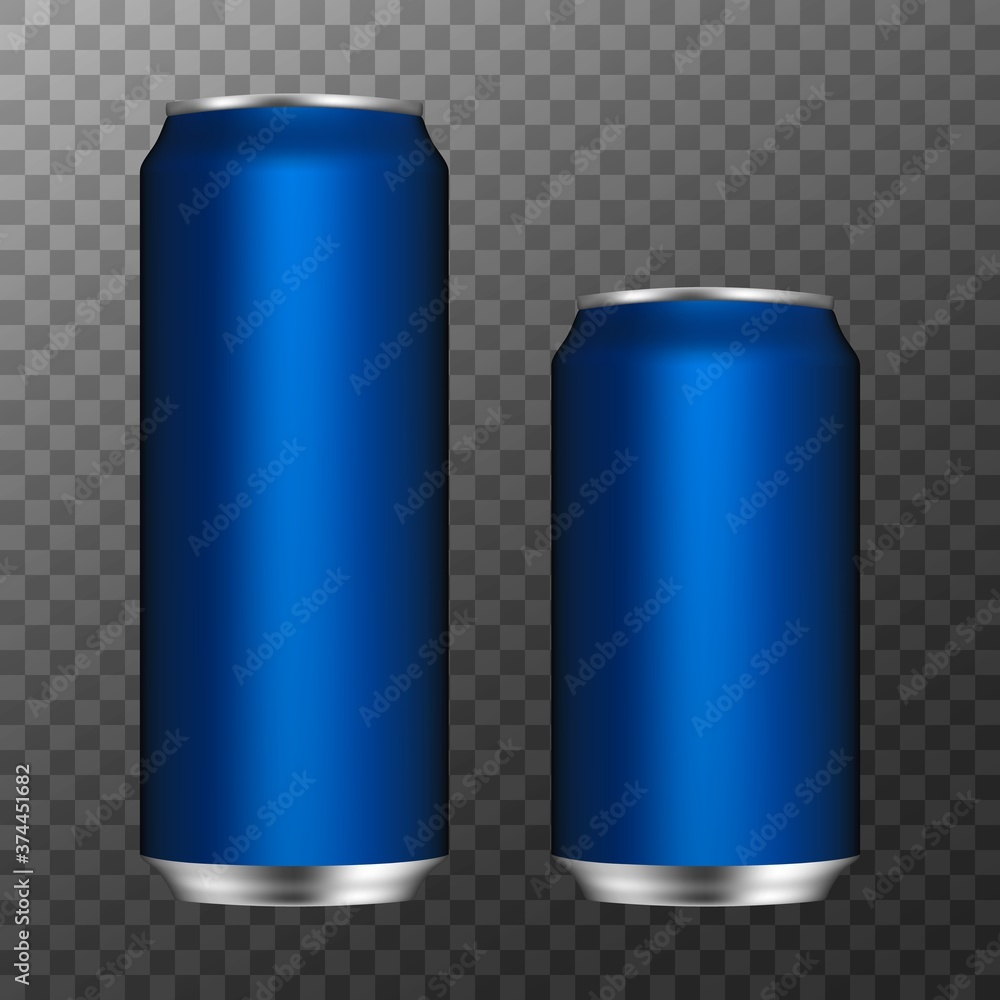 Aluminum cans. 3d realistic aluminium can for drink beer soda water juice. Blank packaging mock up Aluminum cans. 3d realistic aluminium can for drink beer soda water juice. Blank packaging mock up
