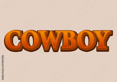 Texto de cowboy naranja en fondo rojo.