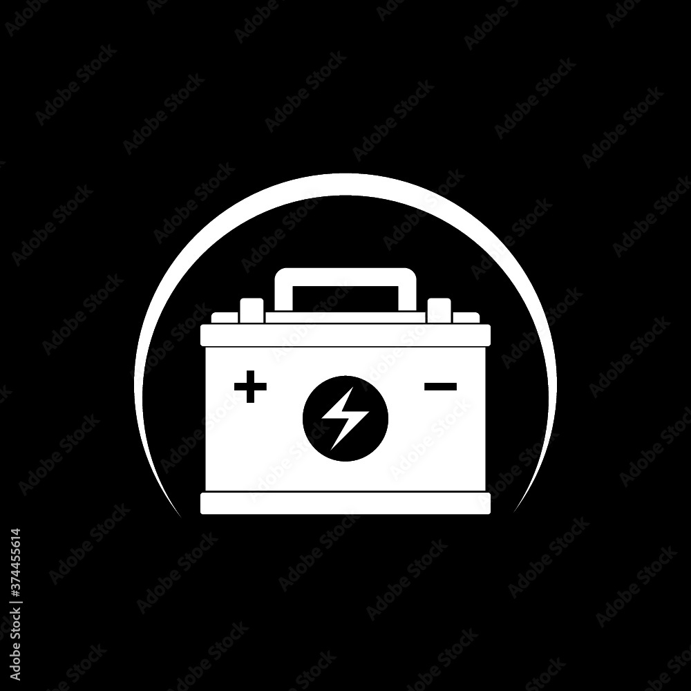 Car battery icon isolated on dark background Car battery icon isolated on dark background