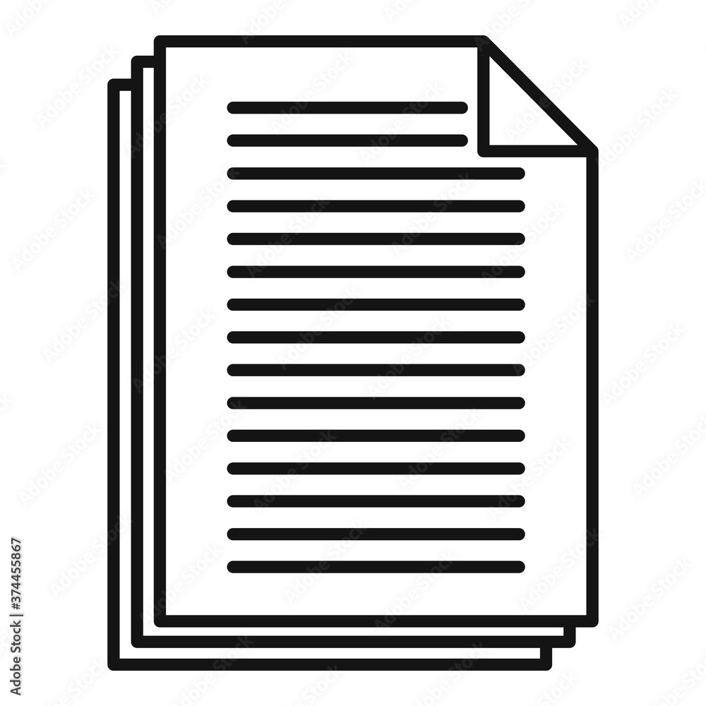 Summary papers icon. Outline summary papers vector icon for web design isolated on white background Summary papers icon. Outline summary papers vector icon for web design isolated on white background