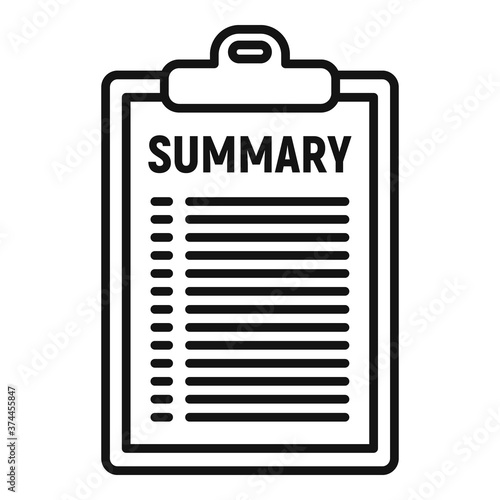 Company summary icon. Outline company summary vector icon for web design isolated on white background