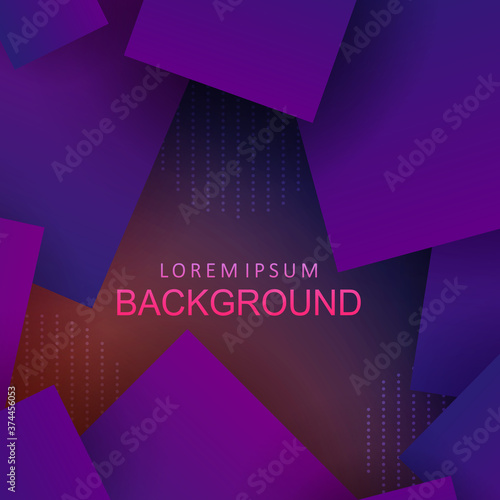 Abstract dark design with gradient, blue tint squares set