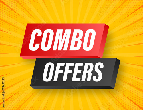 Combo offers banner design on white background. Vector stock illustration.