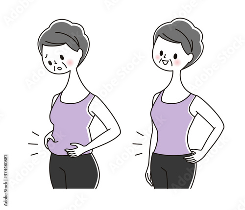 シニア女性　ダイエット　ビフォーアフター