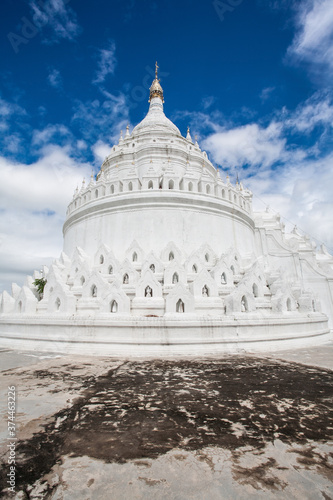 Hsinbyume Pagoda  also known as Myatheindan Pagoda  is a large white pagoda on the northern side of Mingun  Myanmar