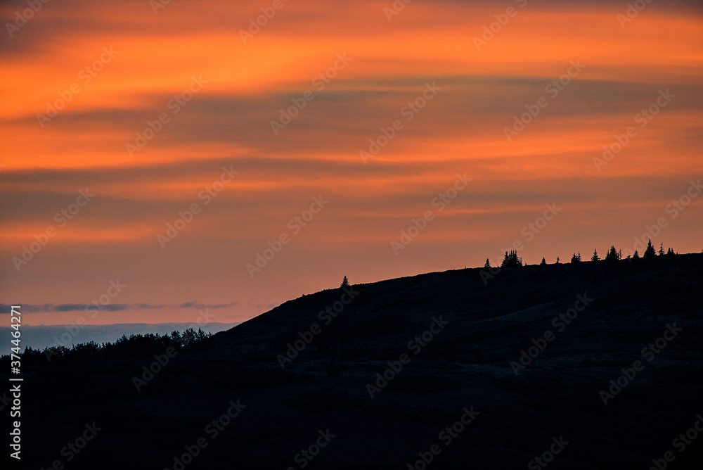 sunset over the mountains