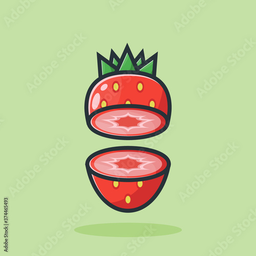 strawberry fruit illustration design halved