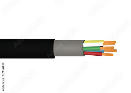 Five  wire cable. vector illustration