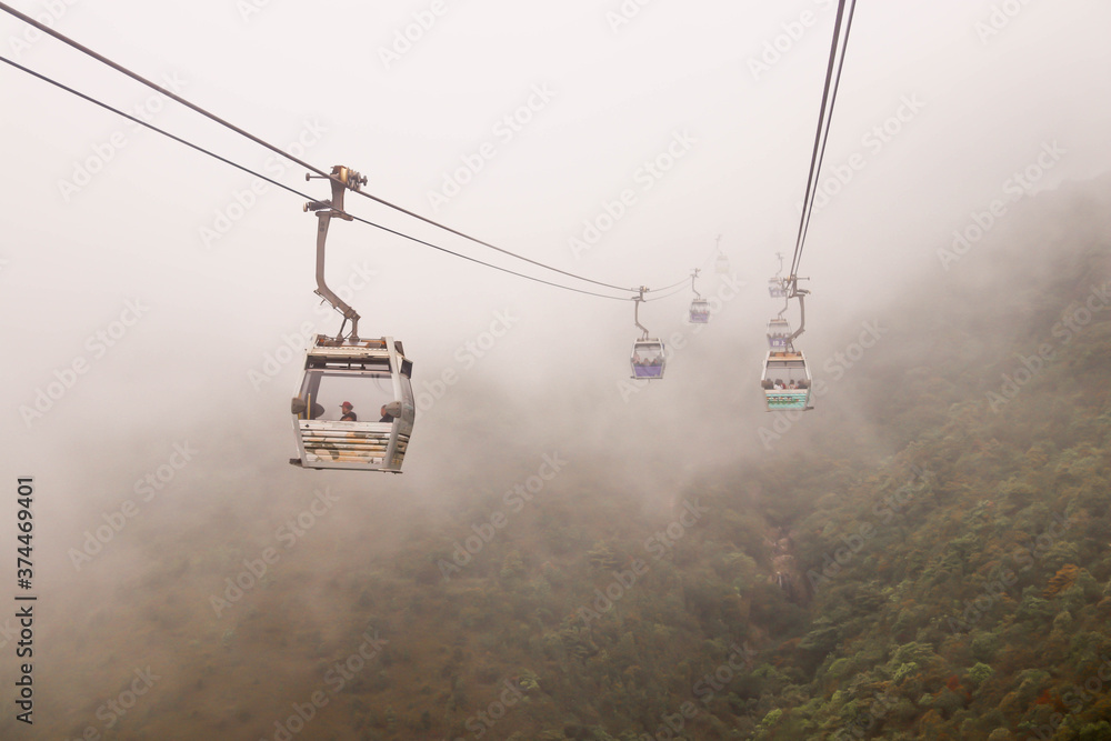 Views of Nong Ping Cable Car with smog