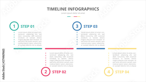 timeline infographics template banner concept with horizontal layout and 4 step process with modern flat style