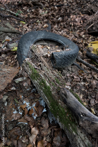 old used tyres illegal disposed in nature