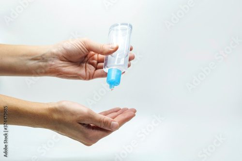 hand holding hydroalcoholic gel