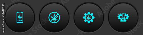 Set Online buying marijuana, Stop, Test tube with and icon. Vector.
