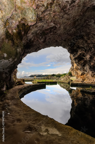 Grotta Di Sperlonga - A huge cave with the remains of a pool and a fountain from the grotto offers a magnificent view of the village of Sperlonga. Italy