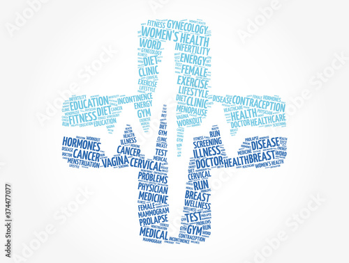 Women's Health cross word cloud collage, medical concept background