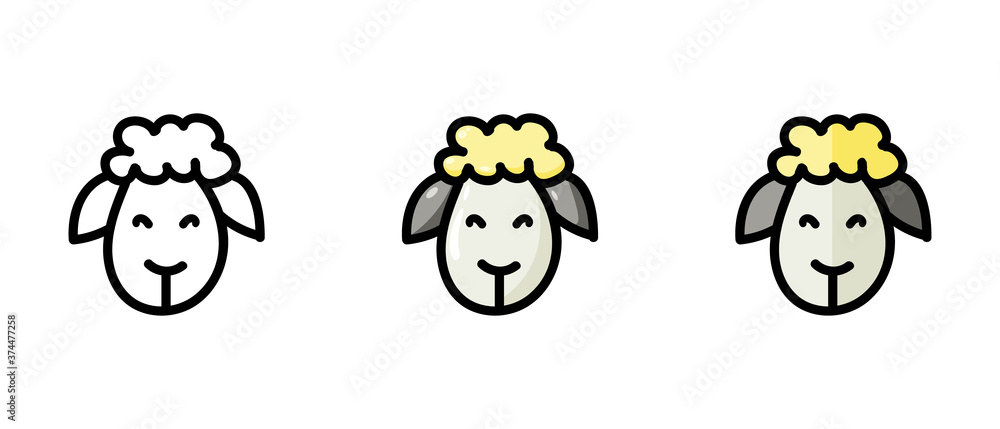 This is a set of icons with a different style of sheep. Sheep outline and color symbols. Freehand drawing. Stylish solution for a website. This is a set of icons with a different style of sheep. Sheep outline and color symbols. Freehand drawing. Stylish solution for a website.
