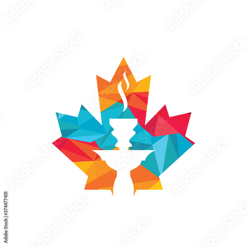 Maple leaf and hookah logo design. Canada leisure club logo concept. photo