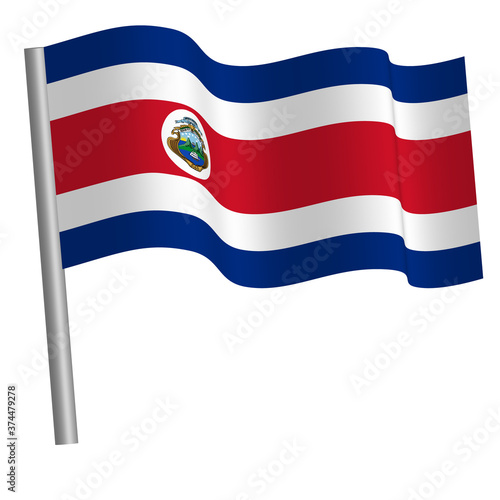 Costa rican flag on a pole