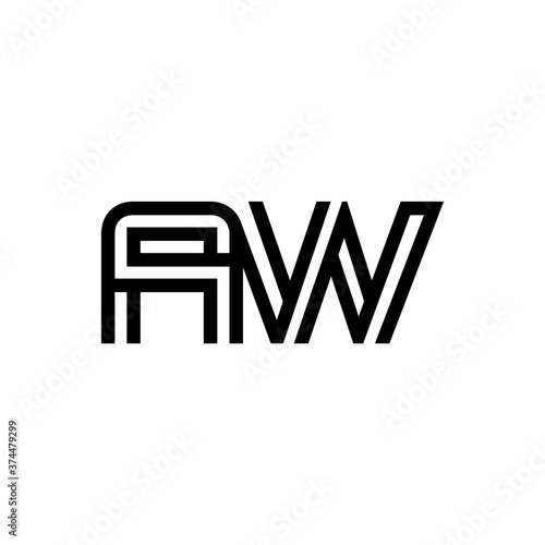 initial letter AW line stroke logo modern