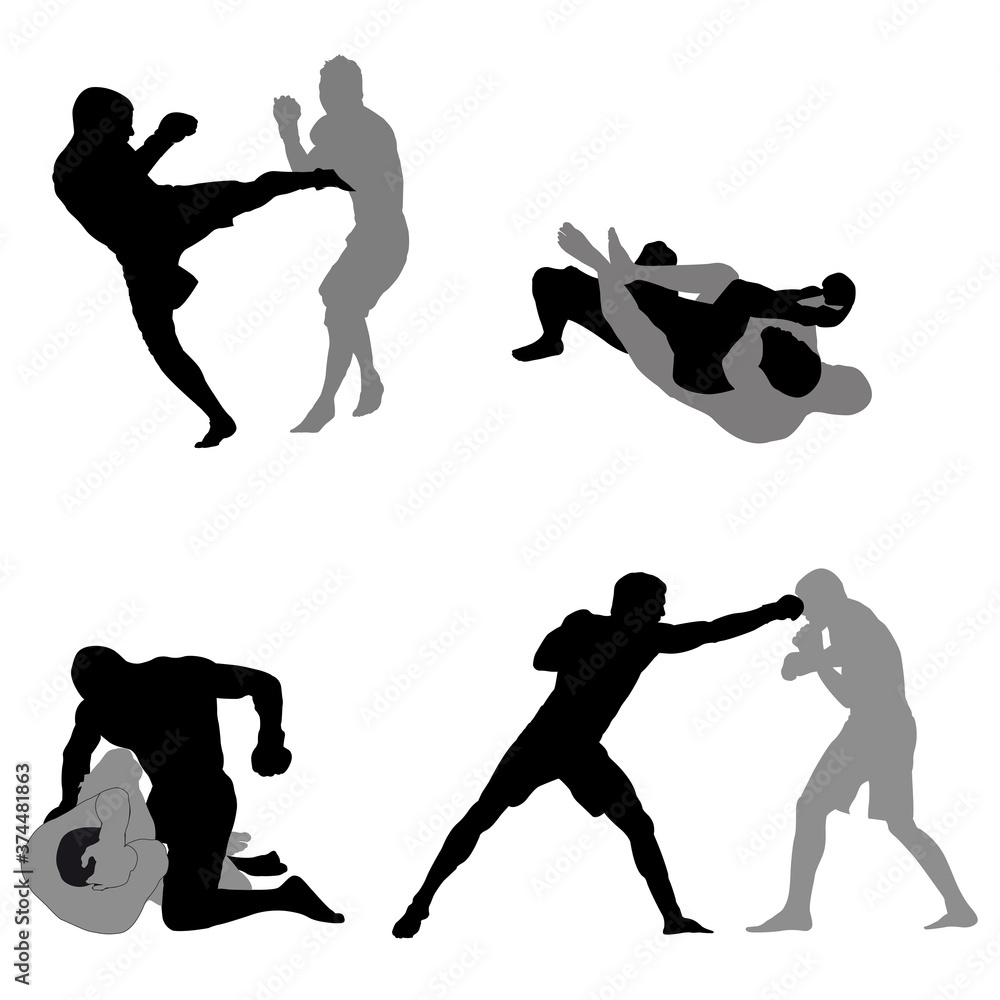 MMA fighters silhouettes Stock Illustration Adobe Stock MMA fighters silhouettes Stock Illustration Adobe Stock
