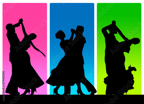 Ballroom dancers silhouette