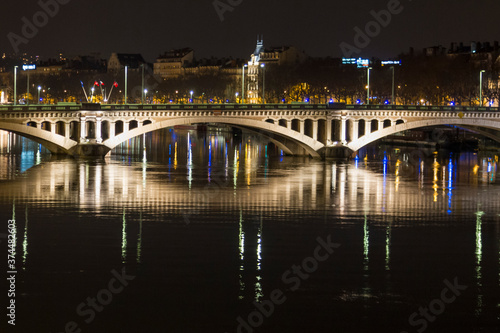 Along Sagone river in Lyon at night