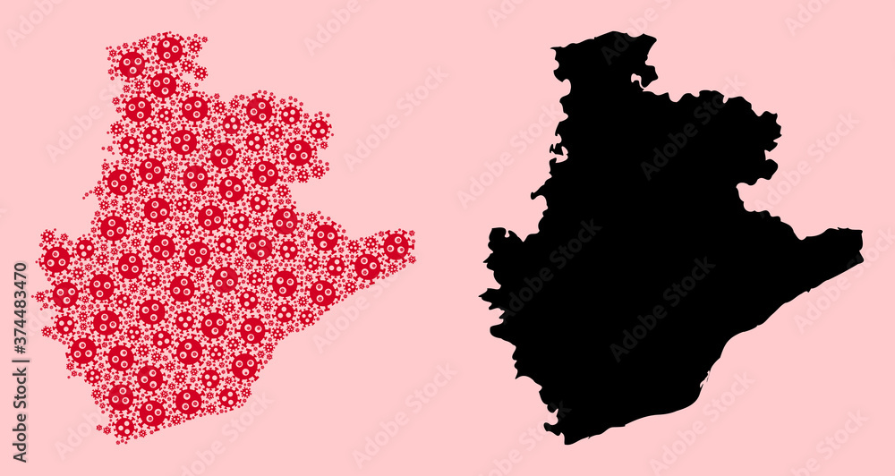 Vector Collage Map of Barcelona Province of Viral Icons and Solid Map