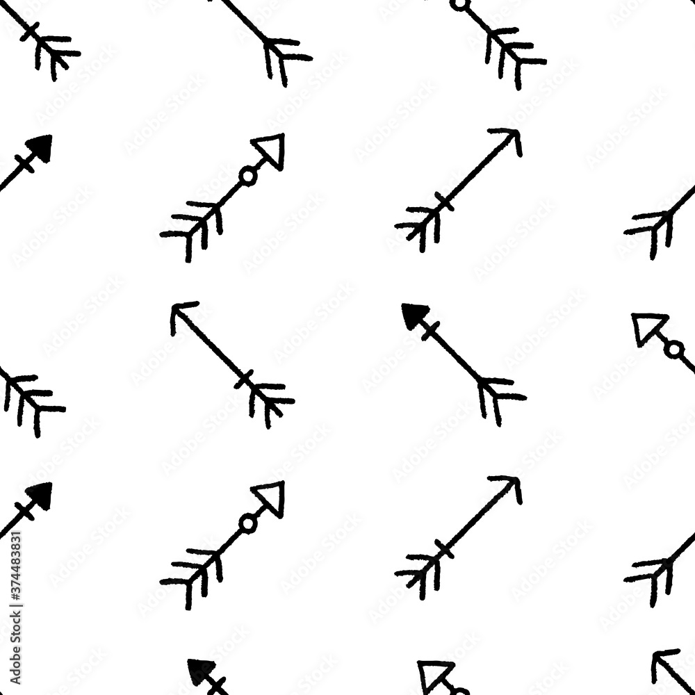 Abstract seamless vector pattern with hand drawn arrows