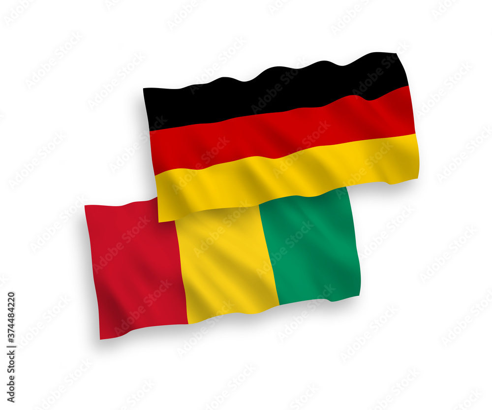 Obraz premium Flags of Guinea and Germany on a white background