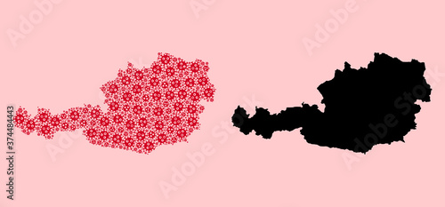 Vector Mosaic Map of Austria of Flu Virus Icons and Solid Map