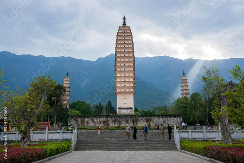 Three Pagodas of the Chongsheng Temple, Dali, China photo
