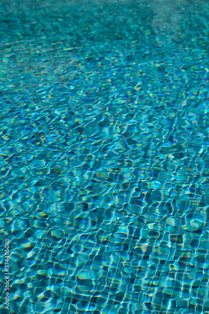 Moving water surface in the pool