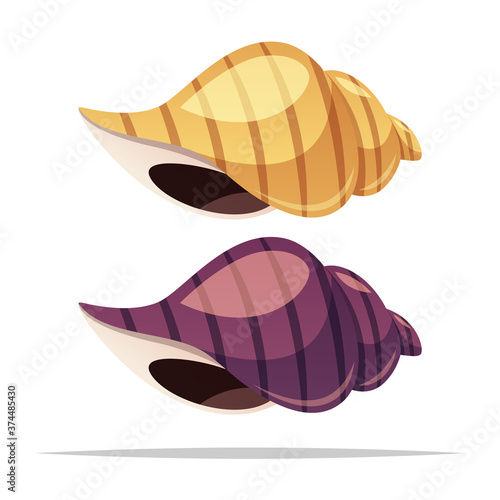 Cartoon sea snail shells vector isolated illustration