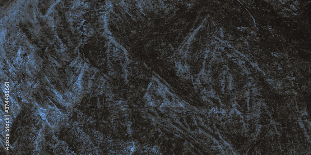 Dark marble texture, blue patterns. Background surface
