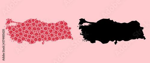 Vector Collage Map of Turkey of Infection Items and Solid Map