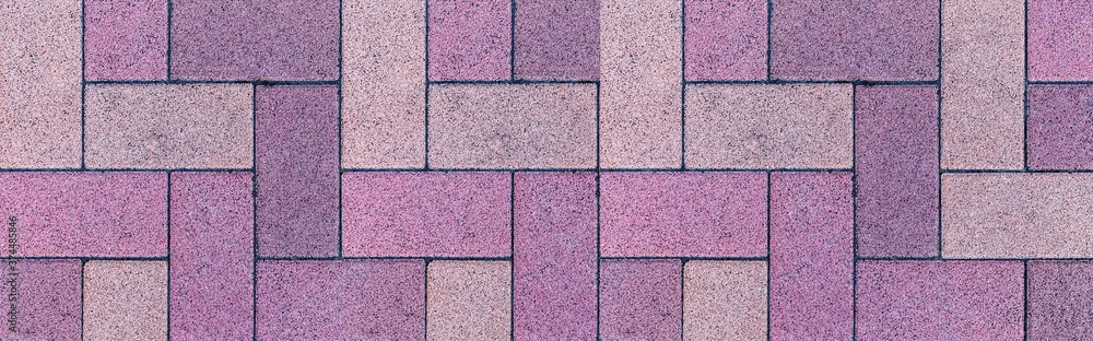 Fototapeta premium Panorama of Vintage purple cobblestone pavement pattern and background