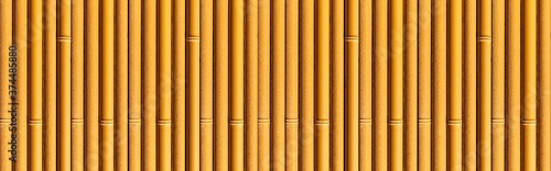 Panorama of Bamboo wall or Bamboo fence texture. Old brown tone natural bamboo fence texture background