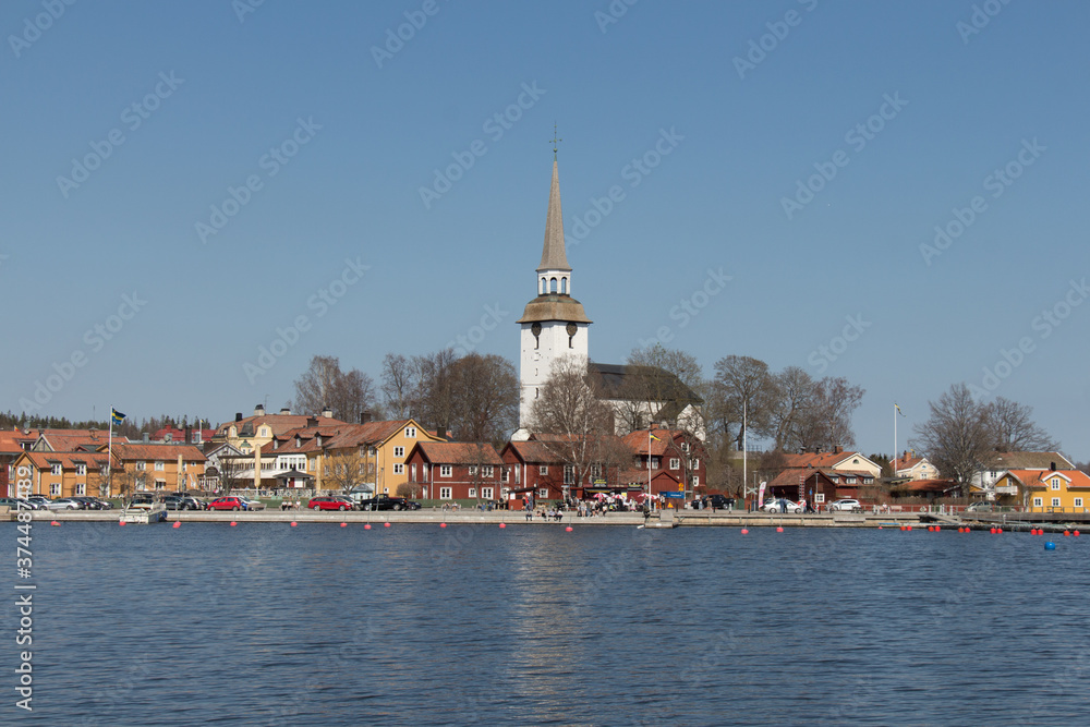 Swedish town Mariefred by lake Malaren, Sweden.